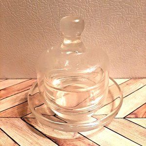 Vintage Clear Glass Butter Dish Cloche Dome Lidded Small